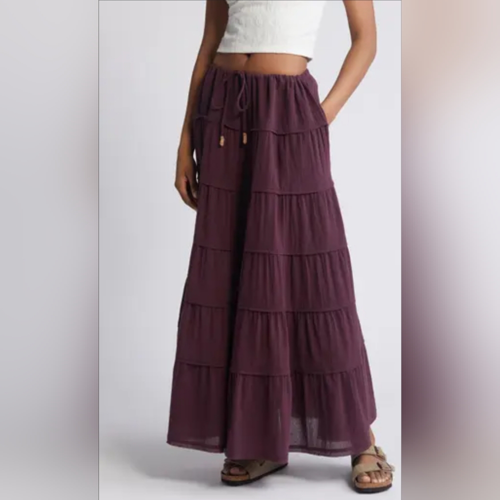 NWT Free People free-est Simply Smitten Tiered Cotton Maxi Skirt